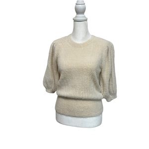 Ann Taylor Factory Ivory Puff Short Sleeve Sweater